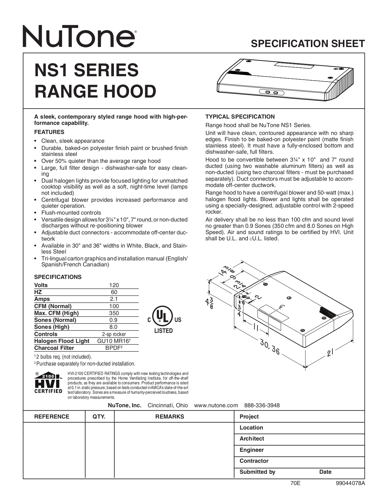 NuTone NS1 User Manual