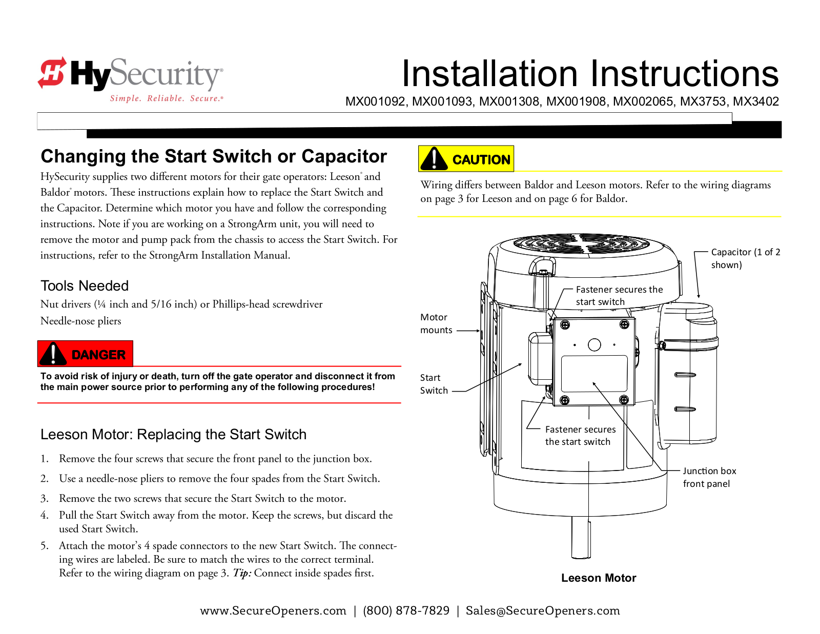 HySecurity MX001092, MX001308, MX002065, MX001908, MX3402 Installation Instructions Manual - ManualMachine.com