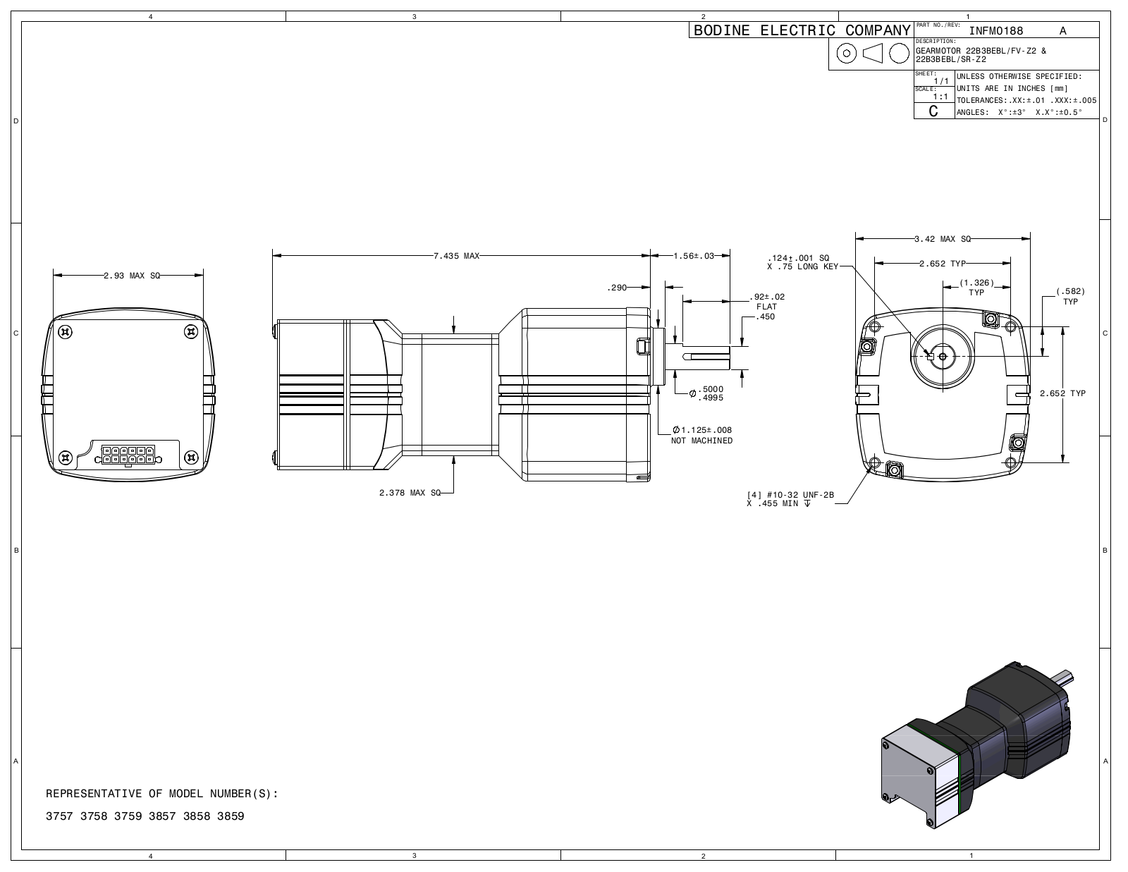 Bodine 3757, 3758, 3759, 3857, 3858 Reference Drawing