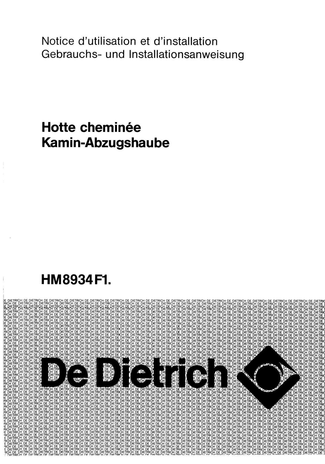 De dietrich HM8934F1 User Manual