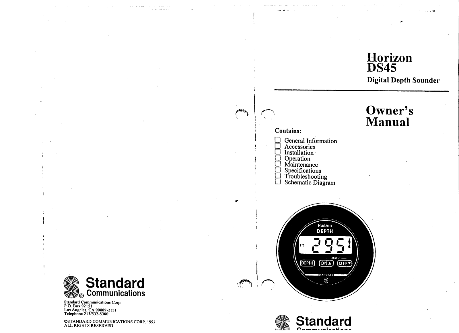 Standard horizon DS45 Owner Manual