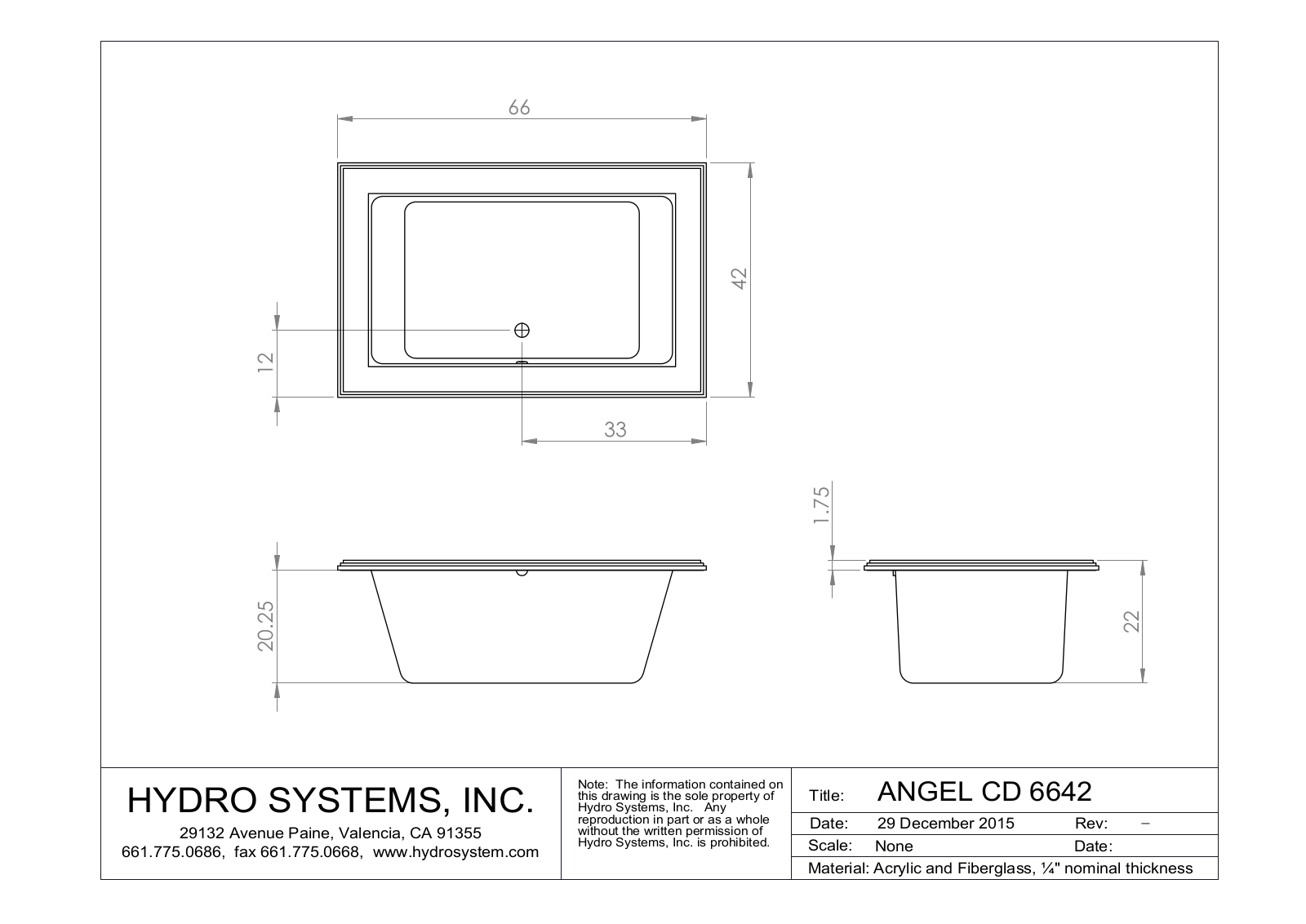 Hydro Systems Angel 6642 Shematics