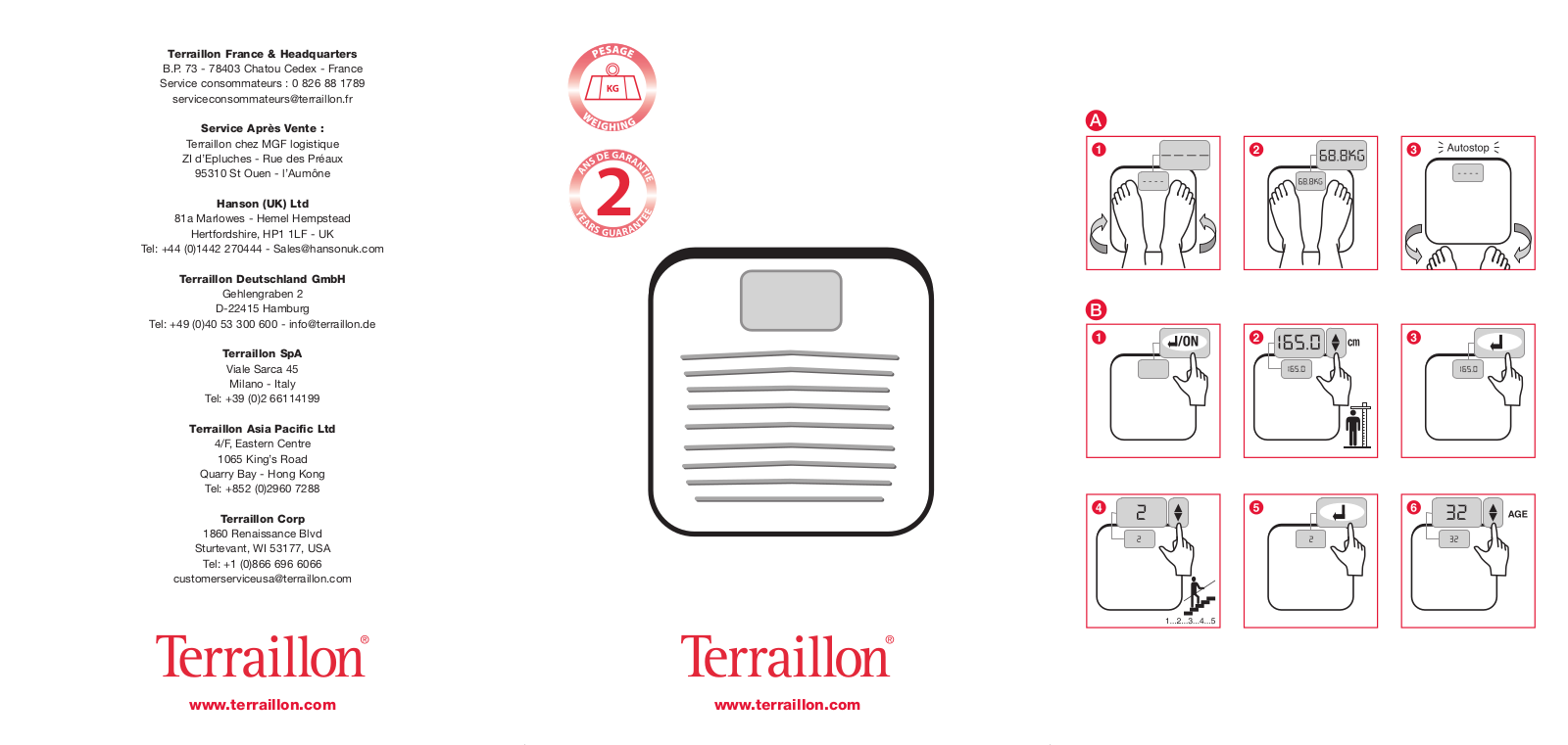 TERRAILLON ELECTRONIC BATHROOM SCALE-BODY FAT ANALYSER User Manual