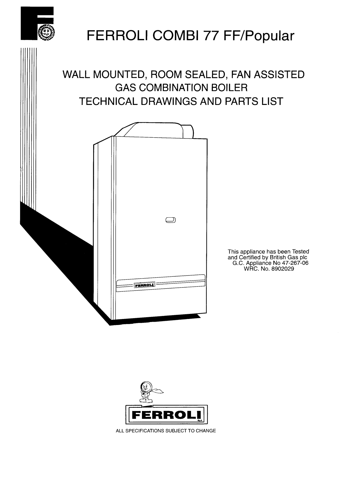 Ferroli Combi 77 FF/Popular Installation Manual