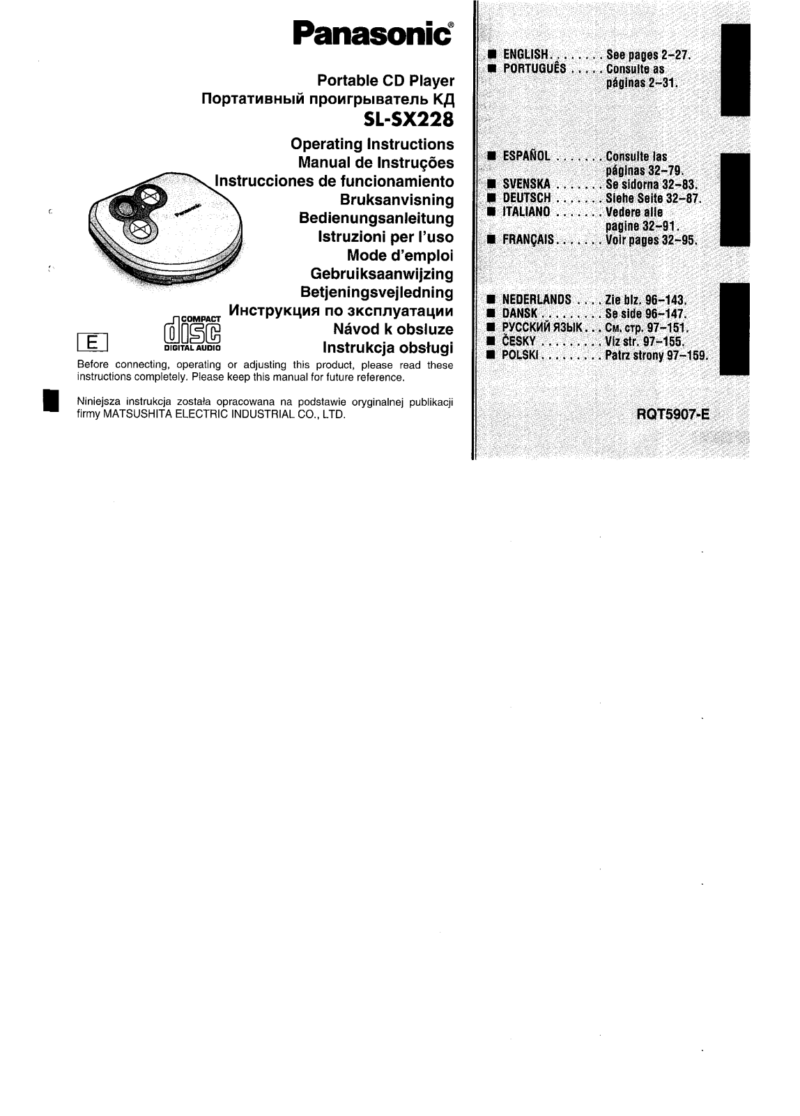 Panasonic SL-SX228 User Manual