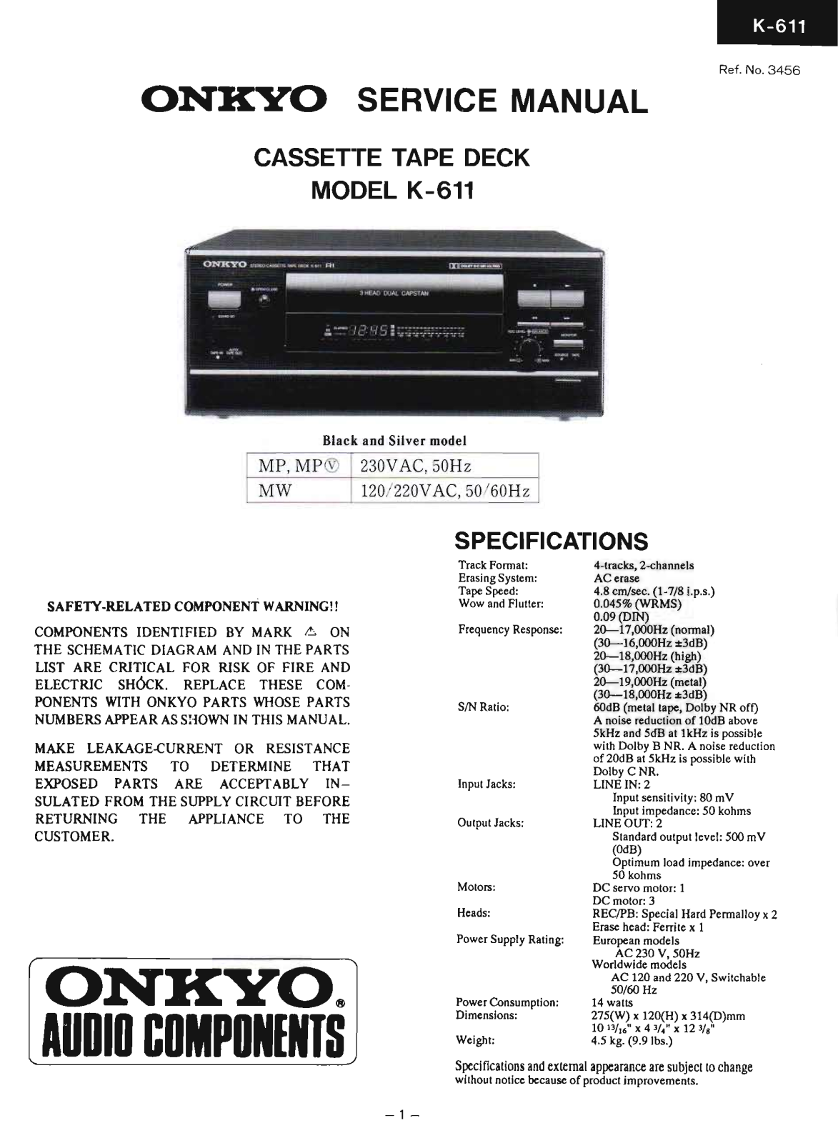 Onkyo K-611 Service Manual