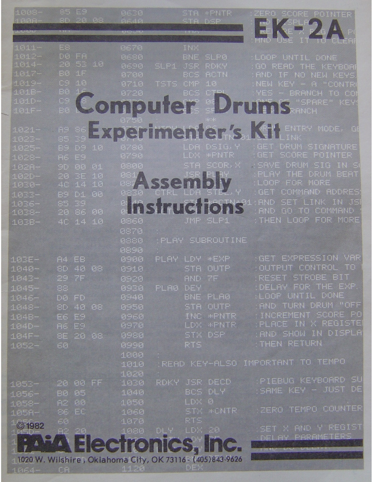 PAiA Electronics EK-2 Instruction Manual