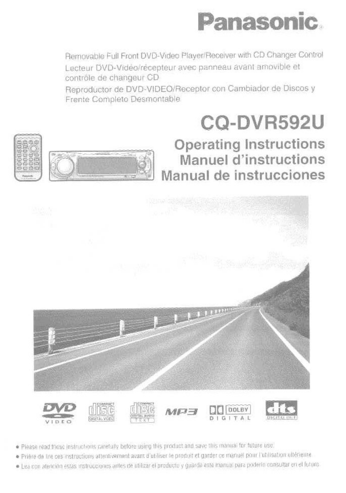 Panasonic cq-dvr592u Operation Manual