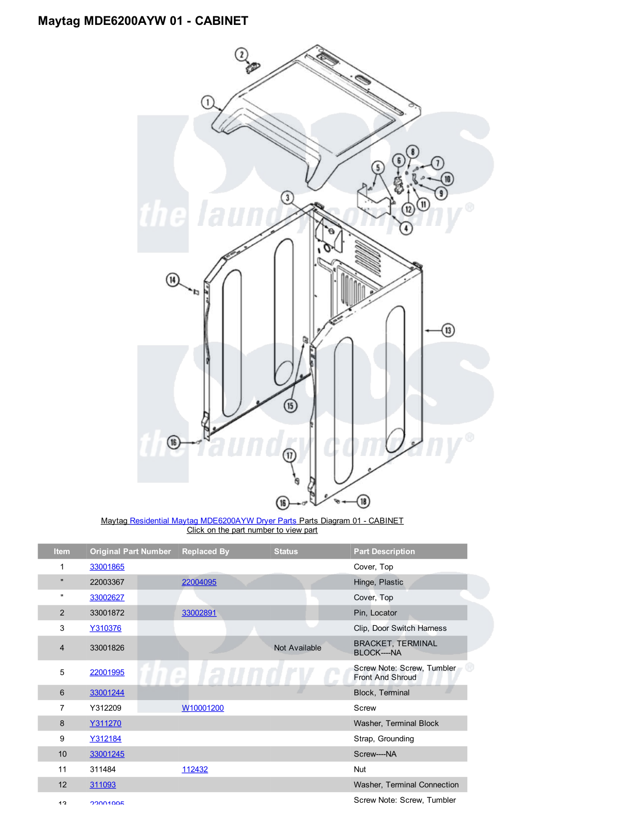 Maytag MDE6200AYW Parts Diagram