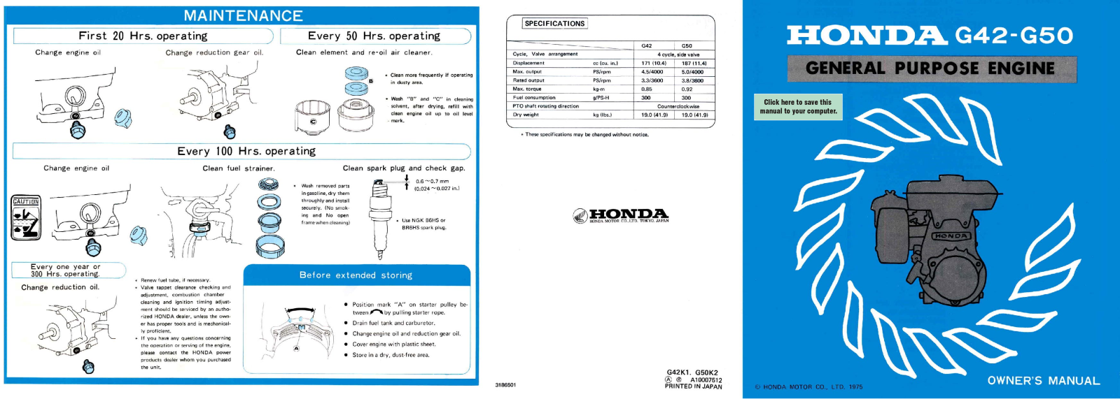 Honda Power Equipment G42, G50 User Manual