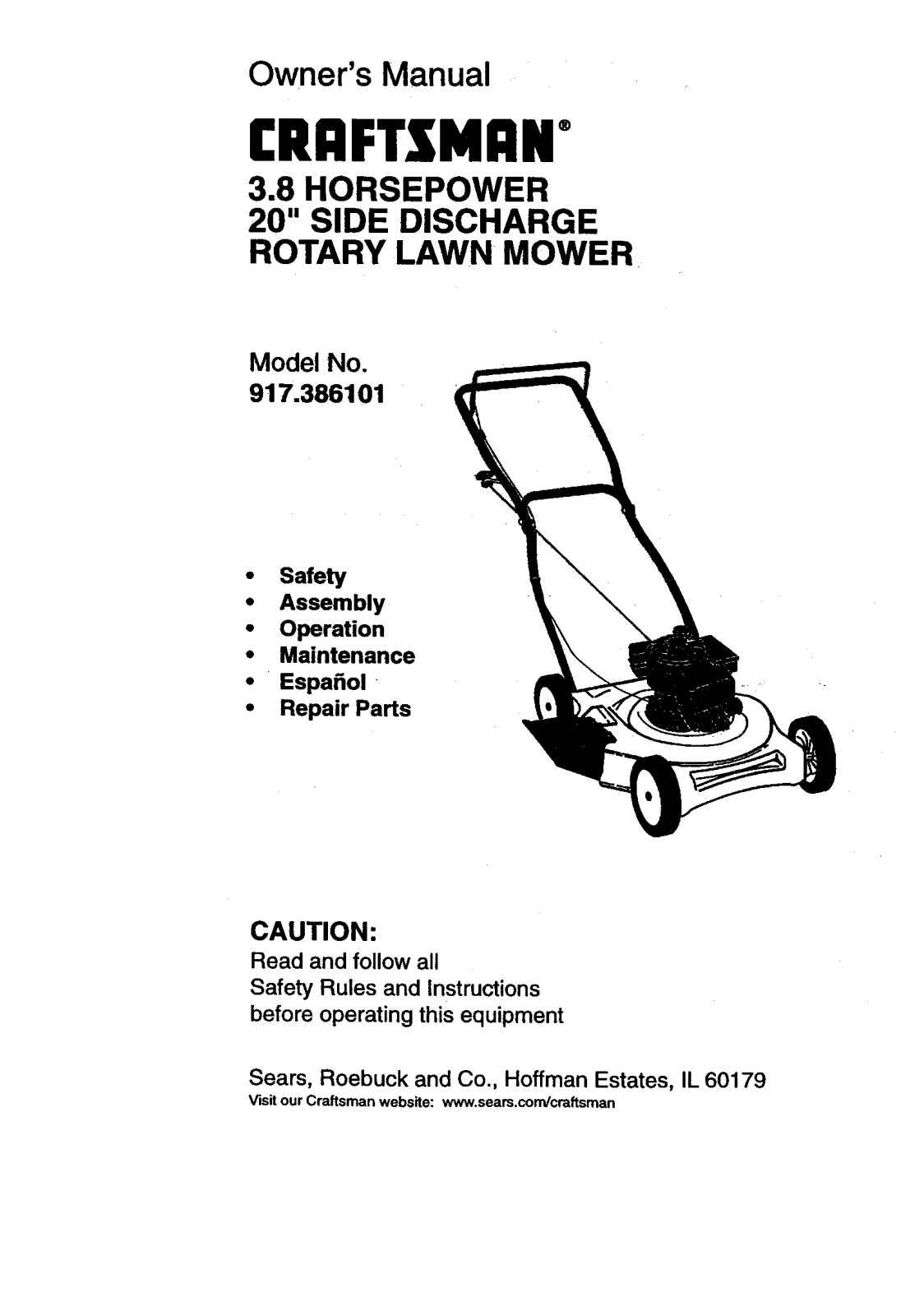 Craftsman 917386101 Owner’s Manual