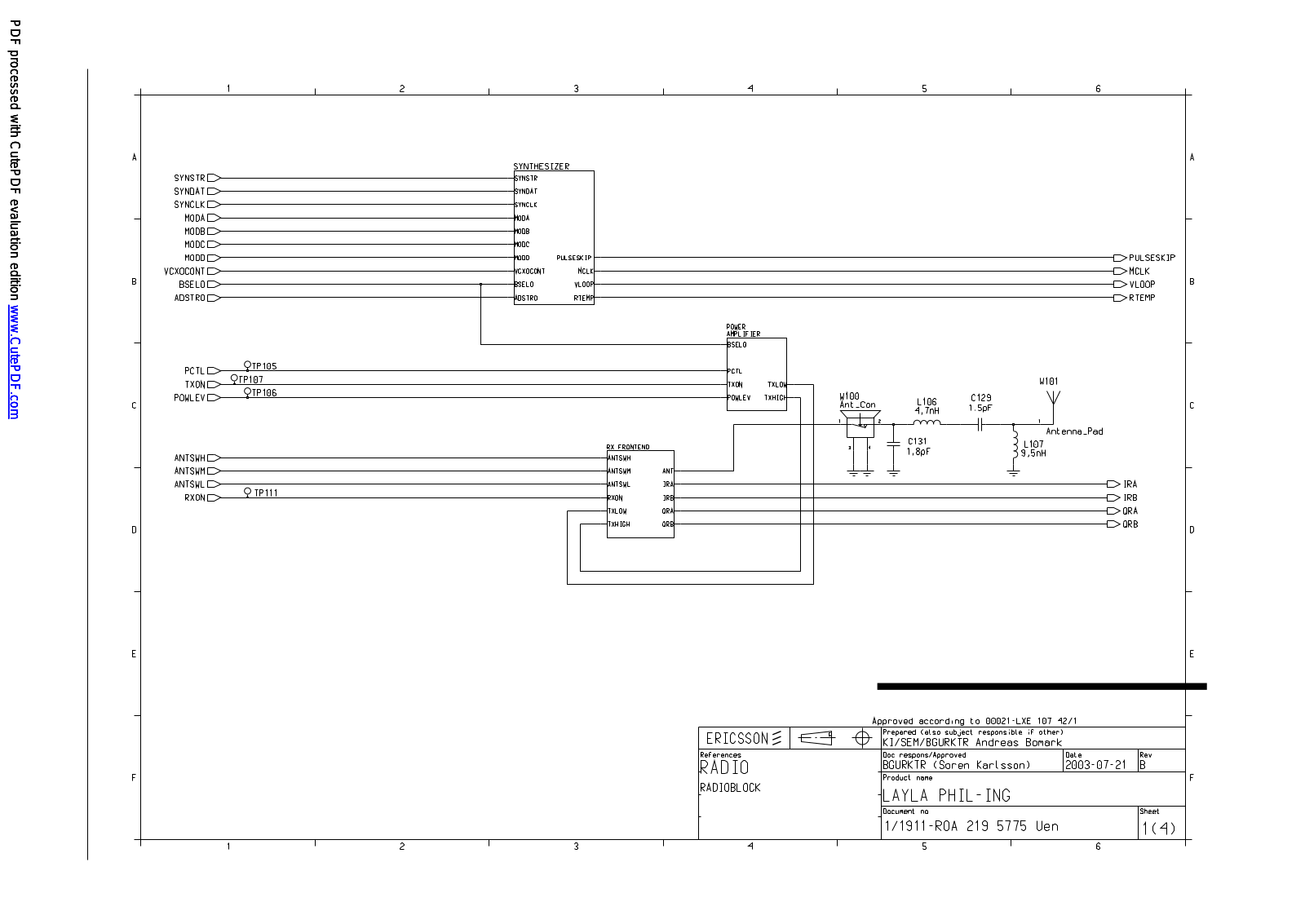 Sony Ericsson P910 Schematics Radio