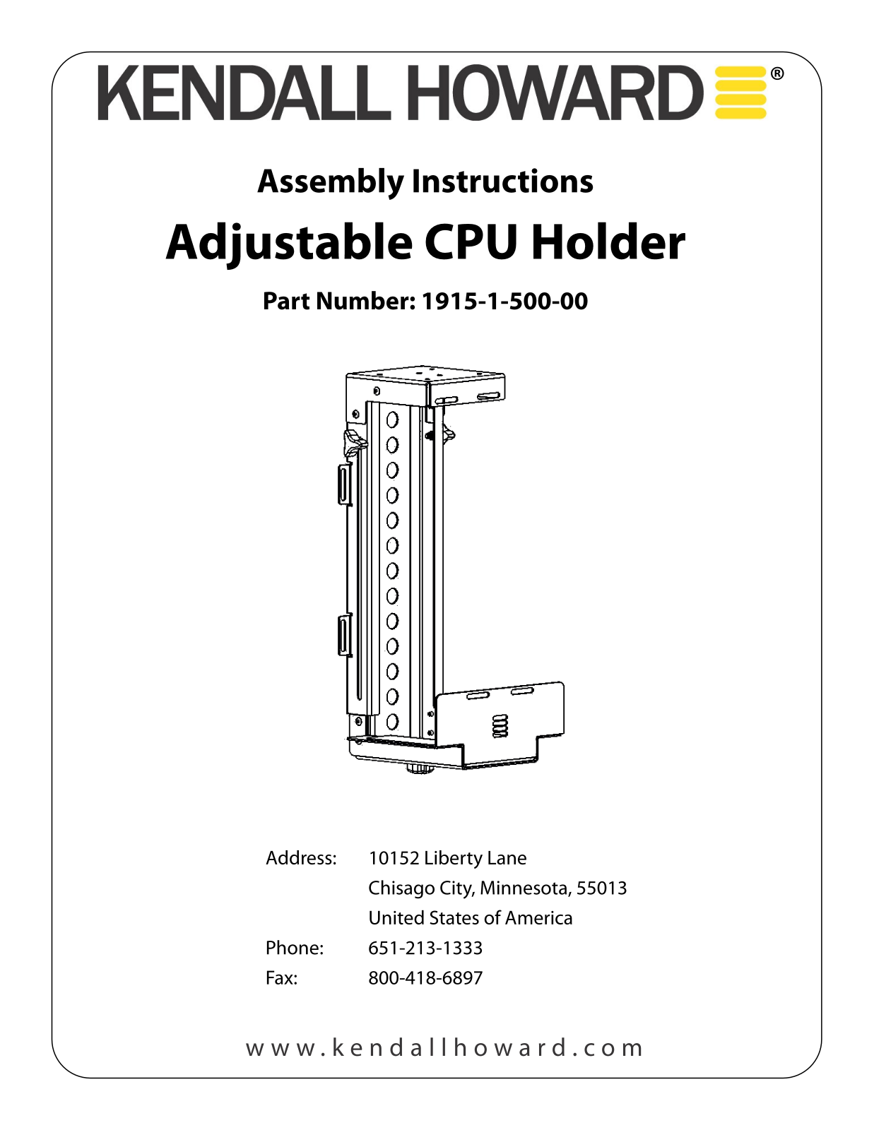 Kendall Howard 1915-1-500-00 User Manual