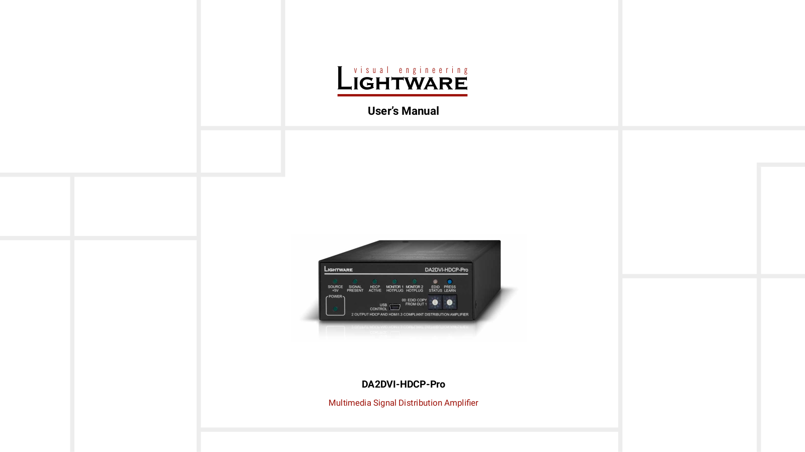 Lightware DA2DVI-HDCP-Pro User Manual - ManualMachine.com