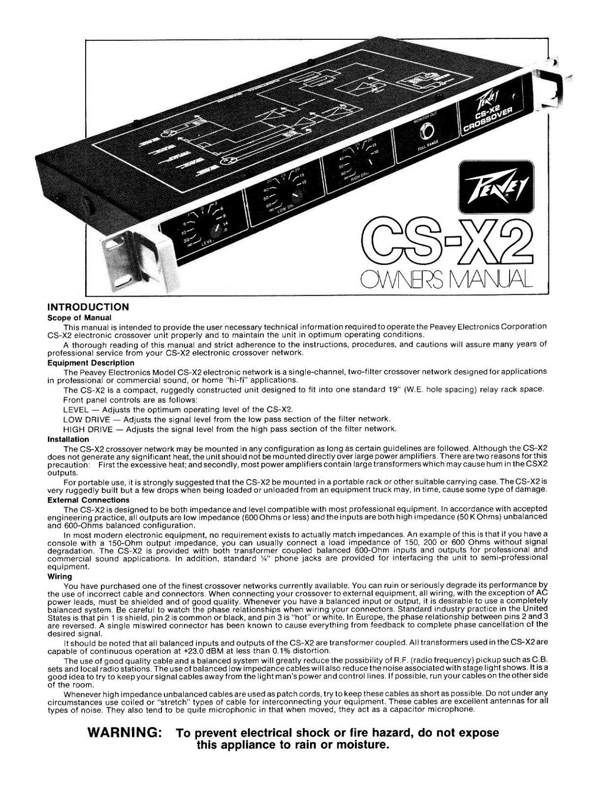 Peavey CS-X2 Owners Manual