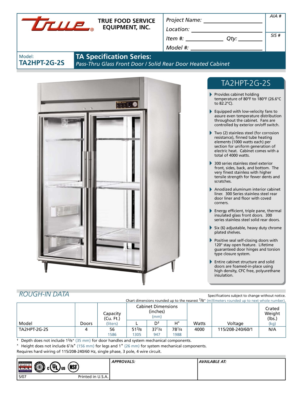 True TA2HPT-2G-2S User Manual