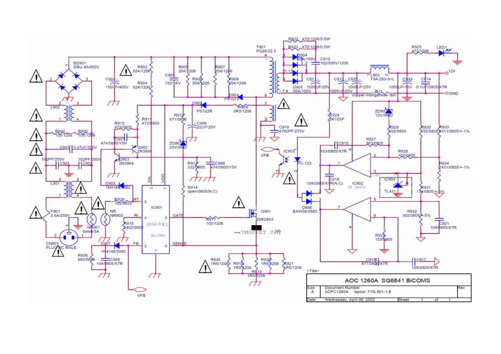 LG ADP1260A Schematic