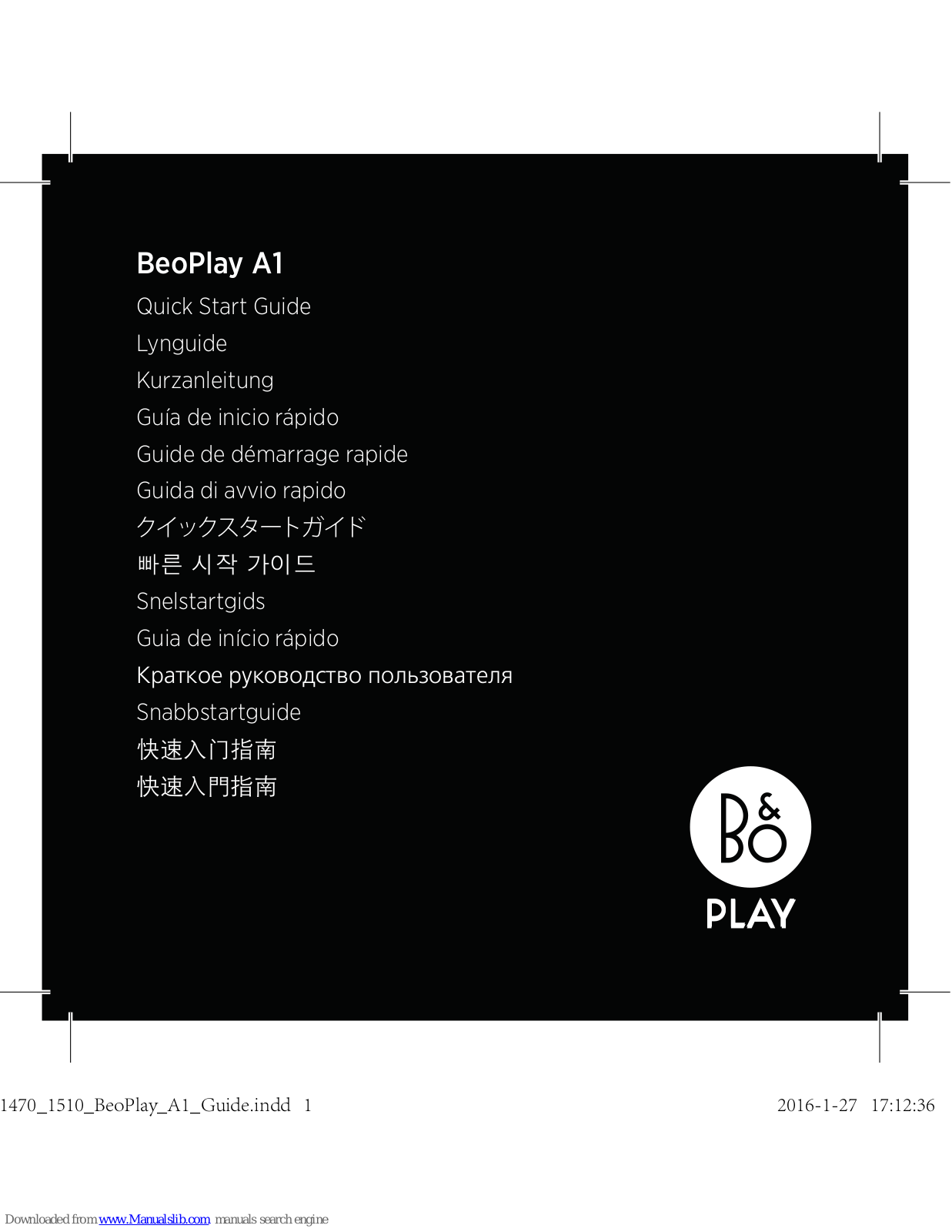 BeoPlay A1 Quick Start Manual - ManualMachine.com