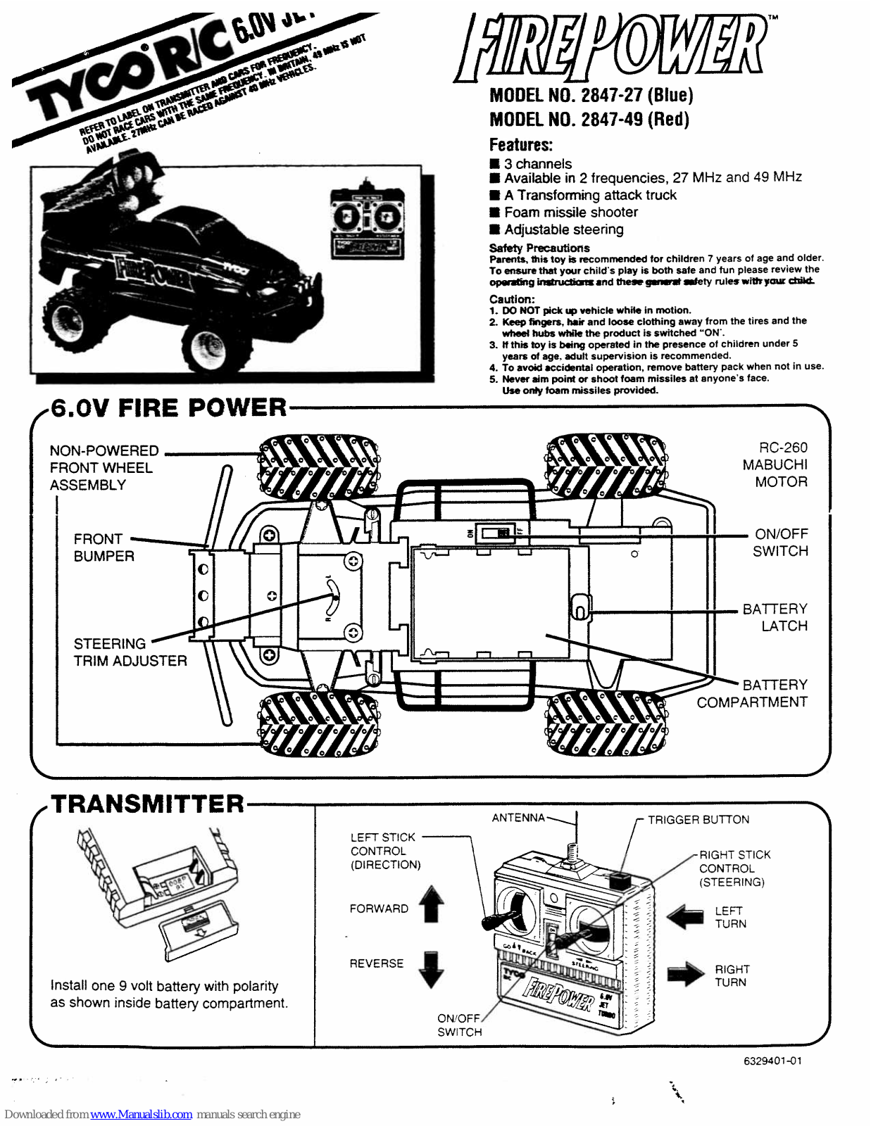 Tyco R/C 2847-49, 2847-27, FirePower 2847-27 User Manual