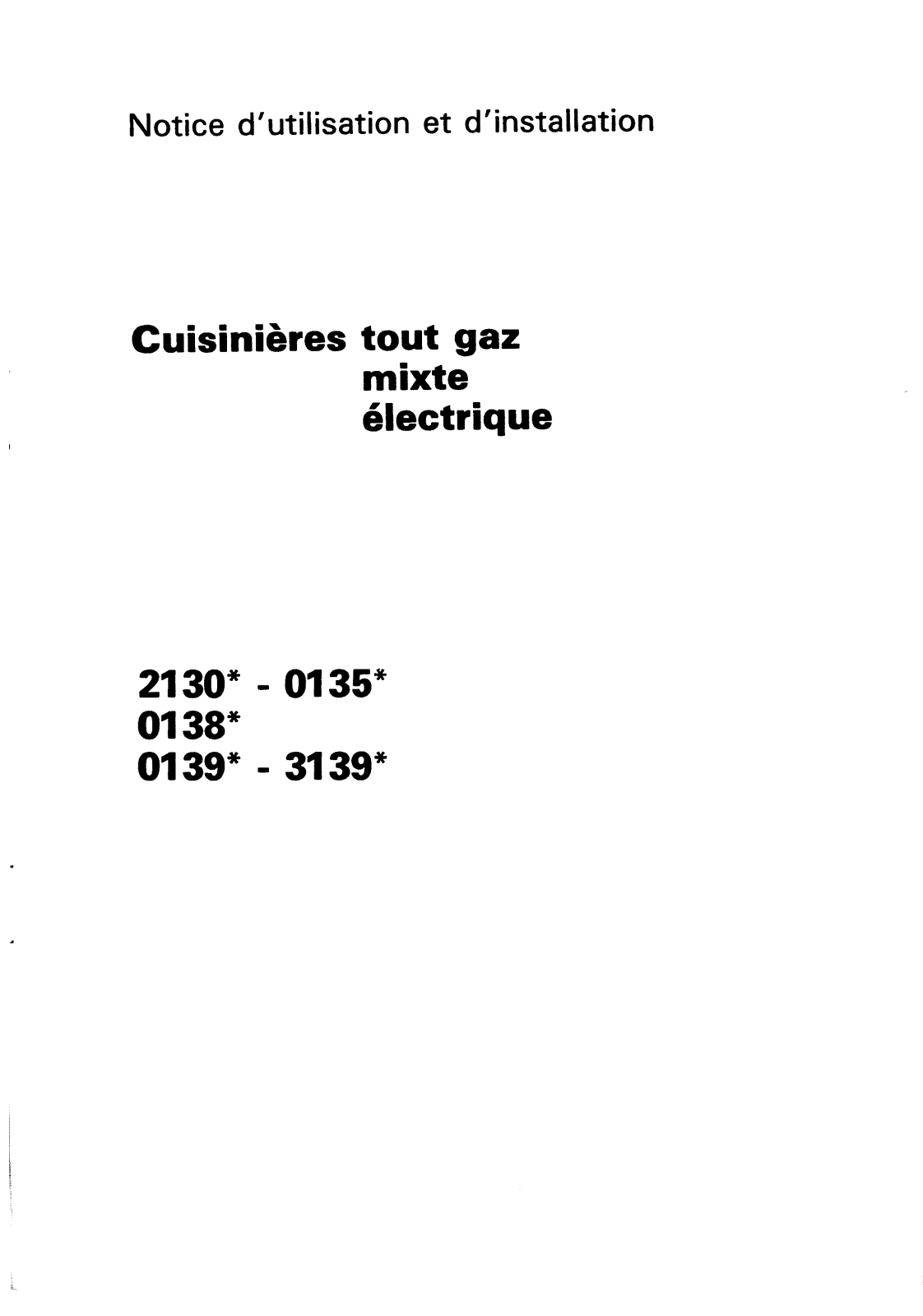 De dietrich 2130, 0135, 0138, 0139, 3139 User Manual