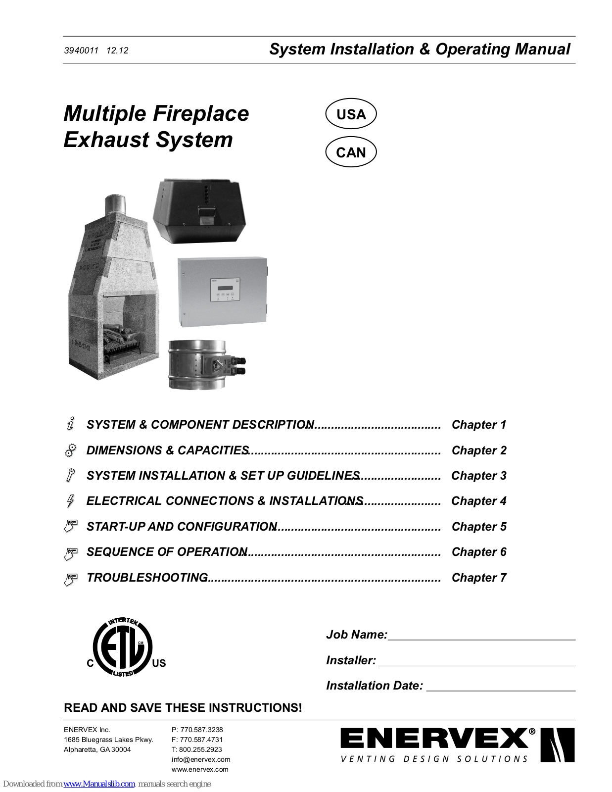 ENERVEX Multiple Fireplace System Installation & Operating Manual