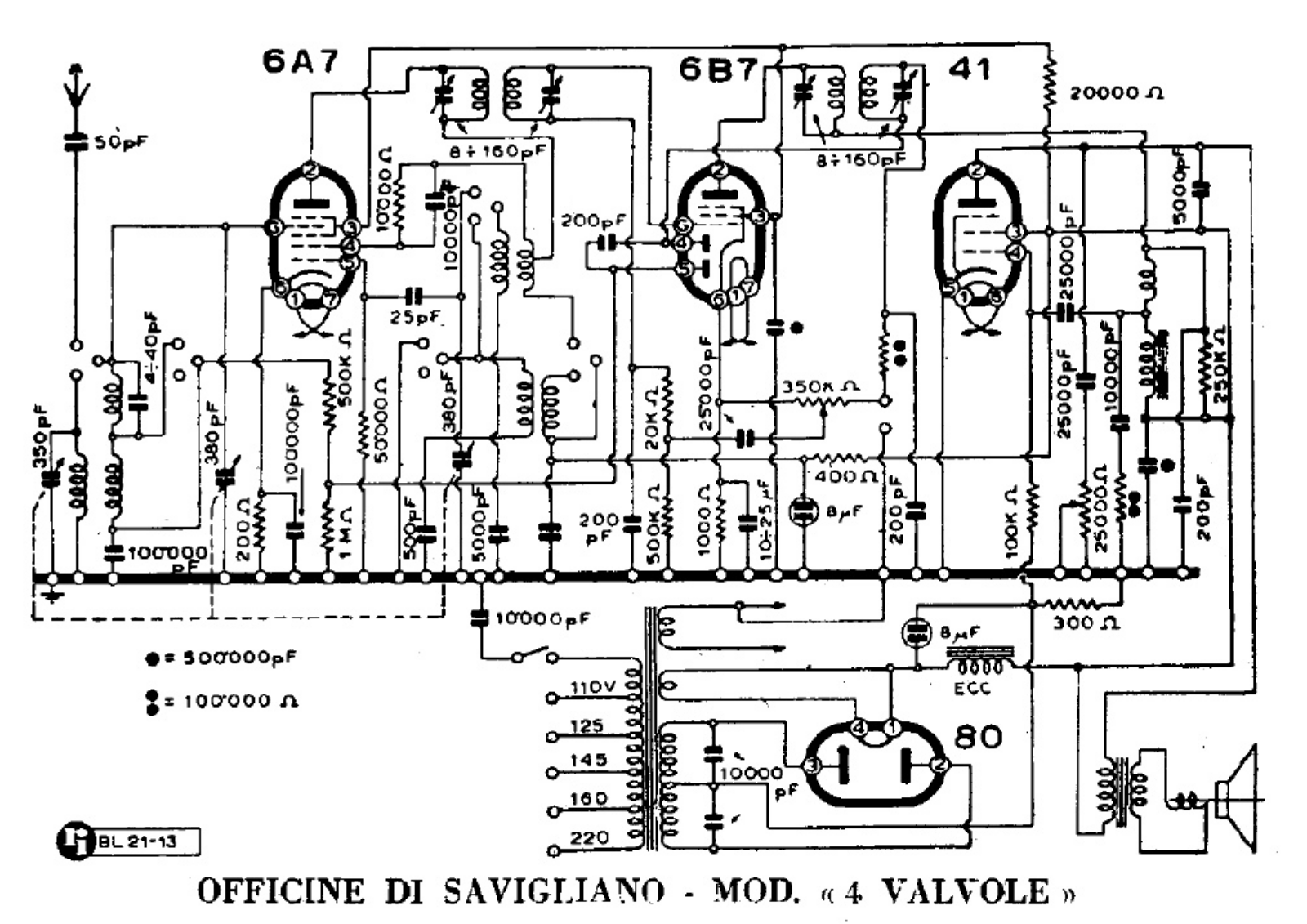 Savigliano 4 valvole schematic