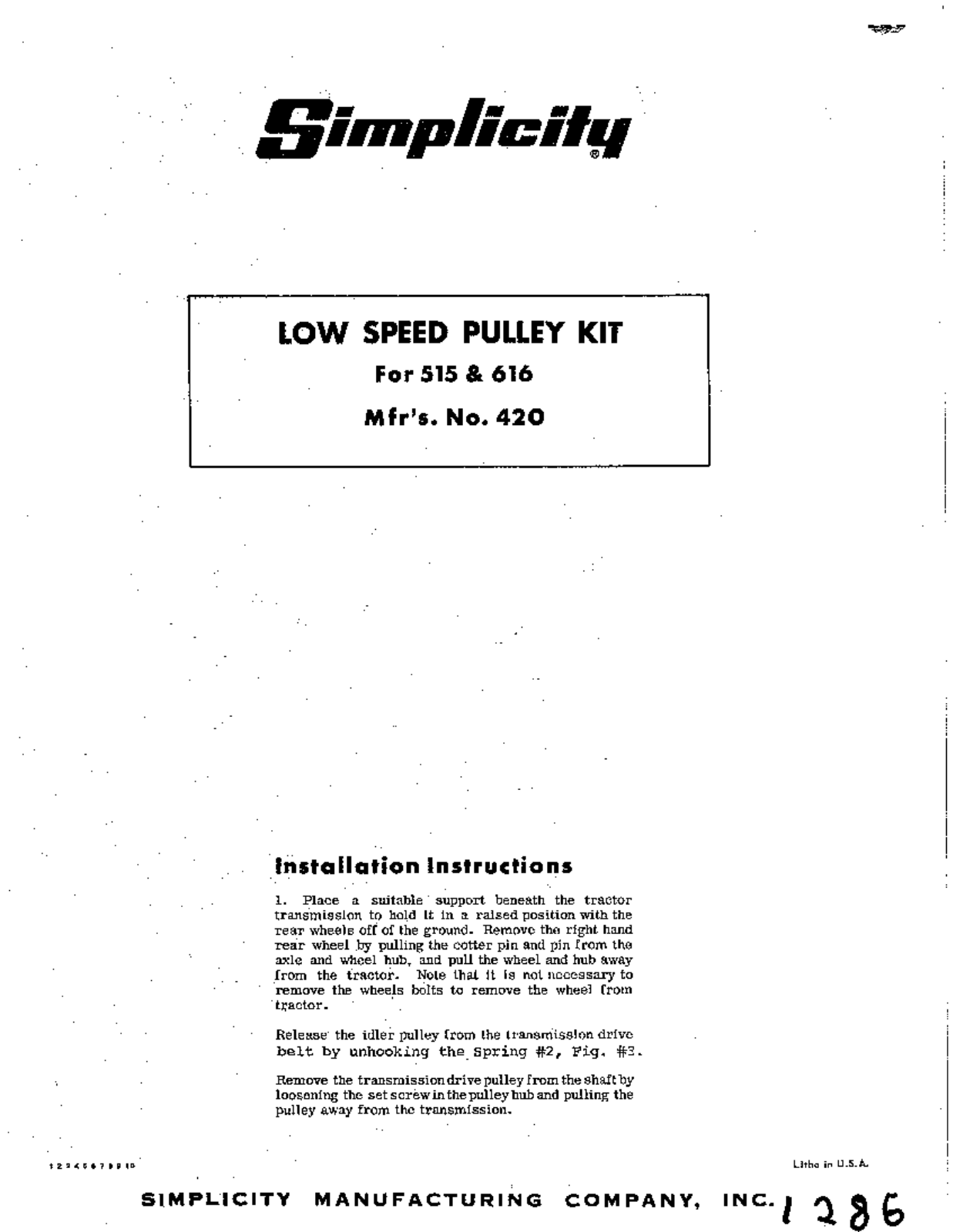 Simplicity 420 User Manual