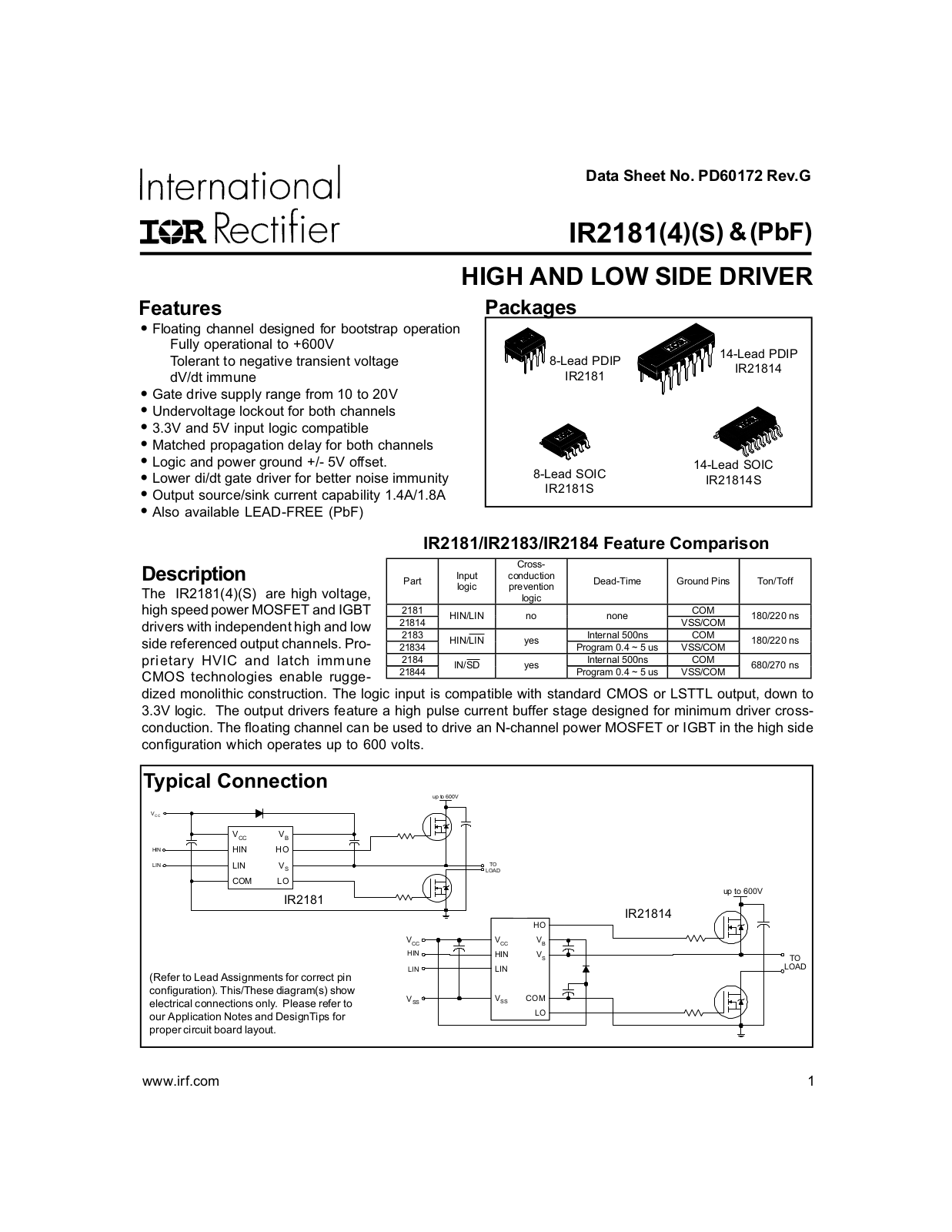 Datasheet IR21814SPBF Specification - ManualMachine.com