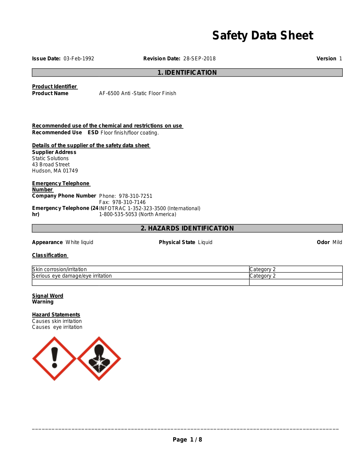 Static Solutions AF-6500 User Manual