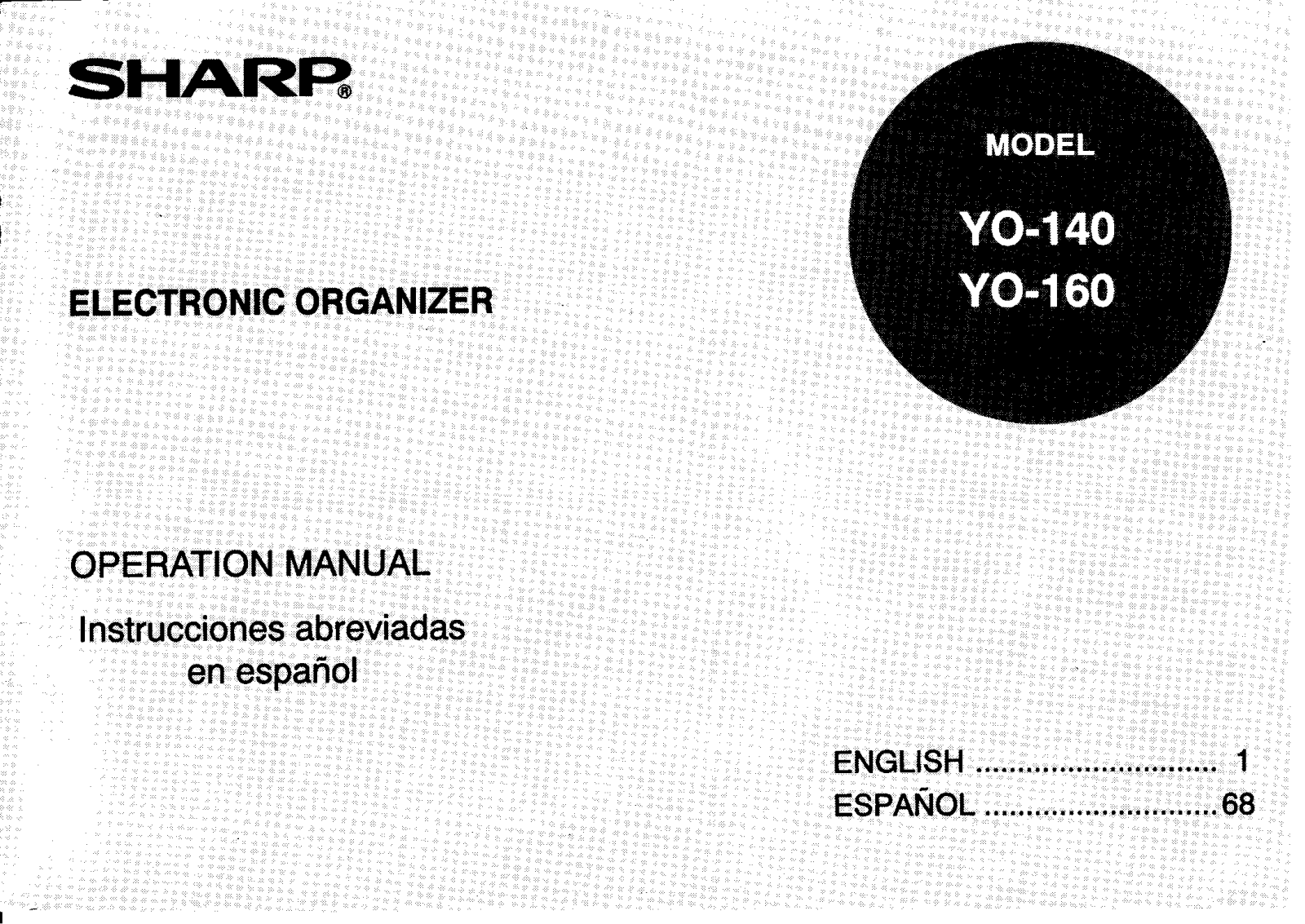 Sharp YO-160, YO-140 Owner's Manual