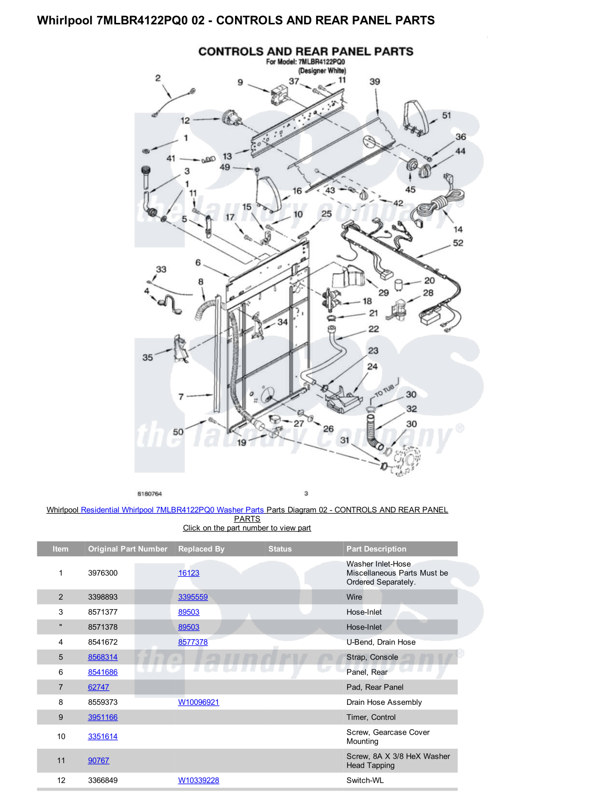 Whirlpool 7MLBR4122PQ0 Parts Diagram