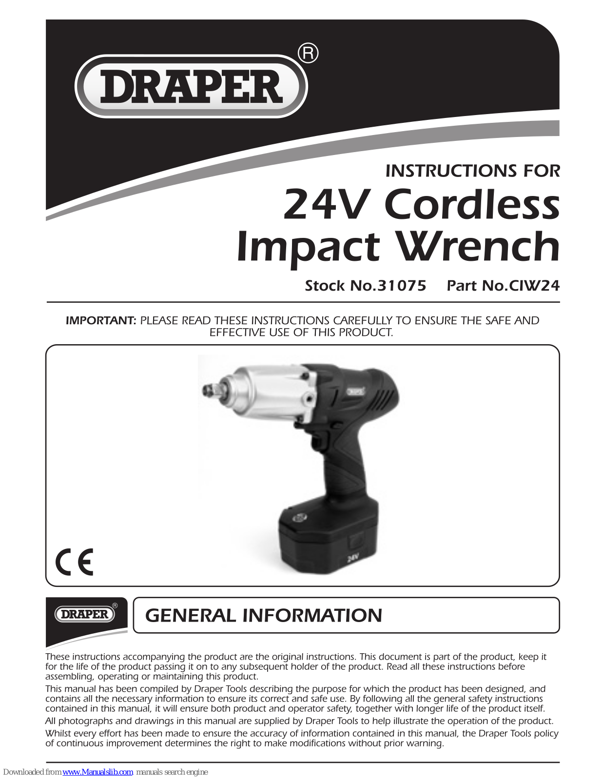 Draper CIW24 Instructions Manual - ManualMachine.com