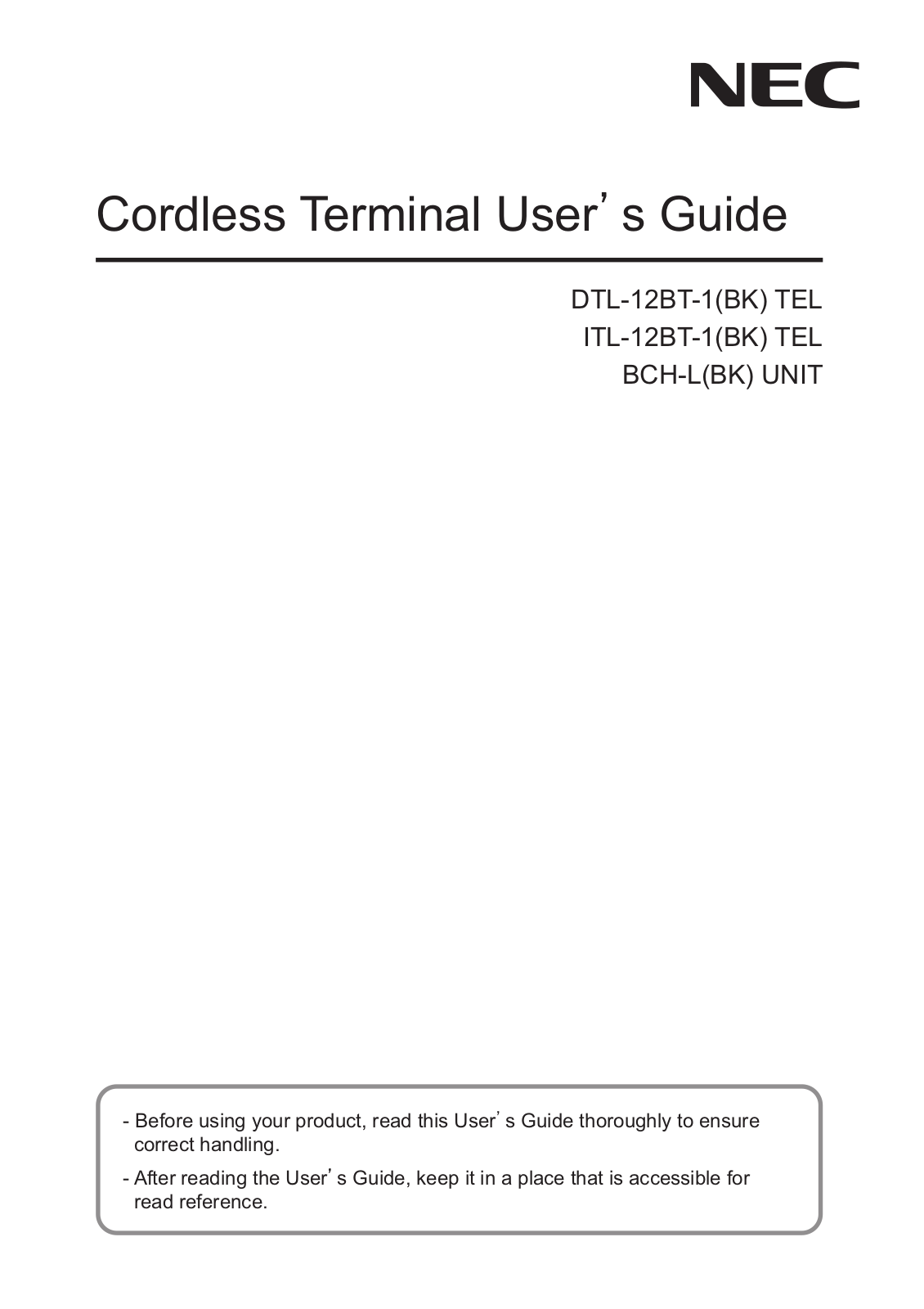 NEC of America LOBTC, LOBTH Users Guide