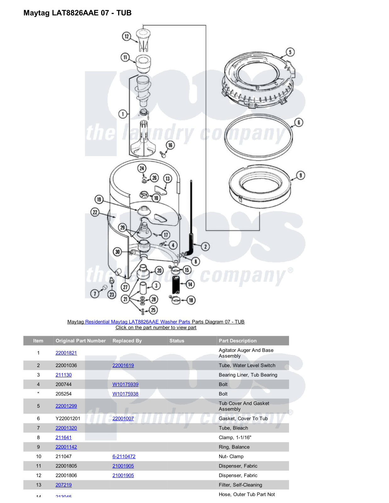 Maytag LAT8826AAE Parts Diagram