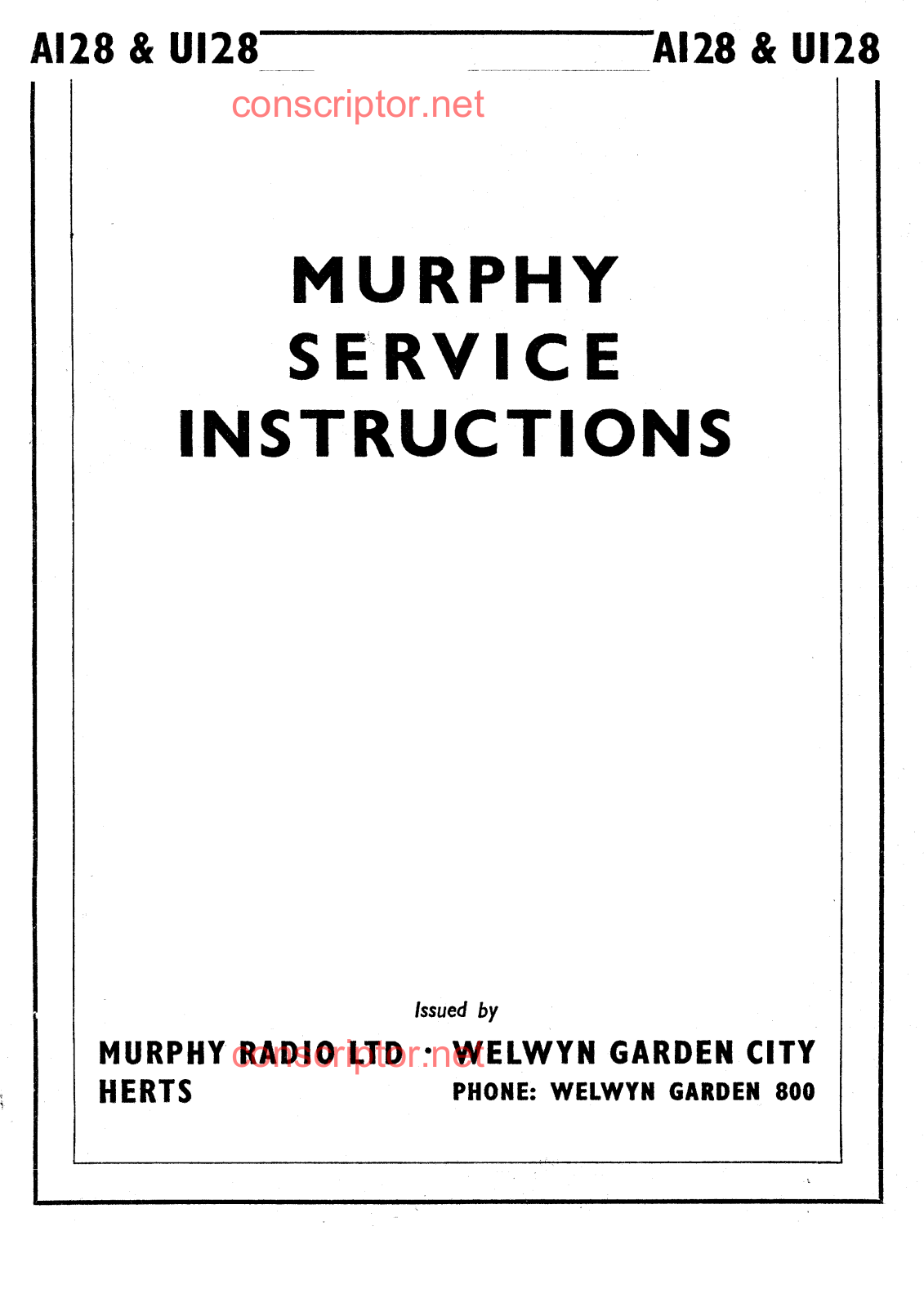 MURPHY A128, U128 Service Instruction