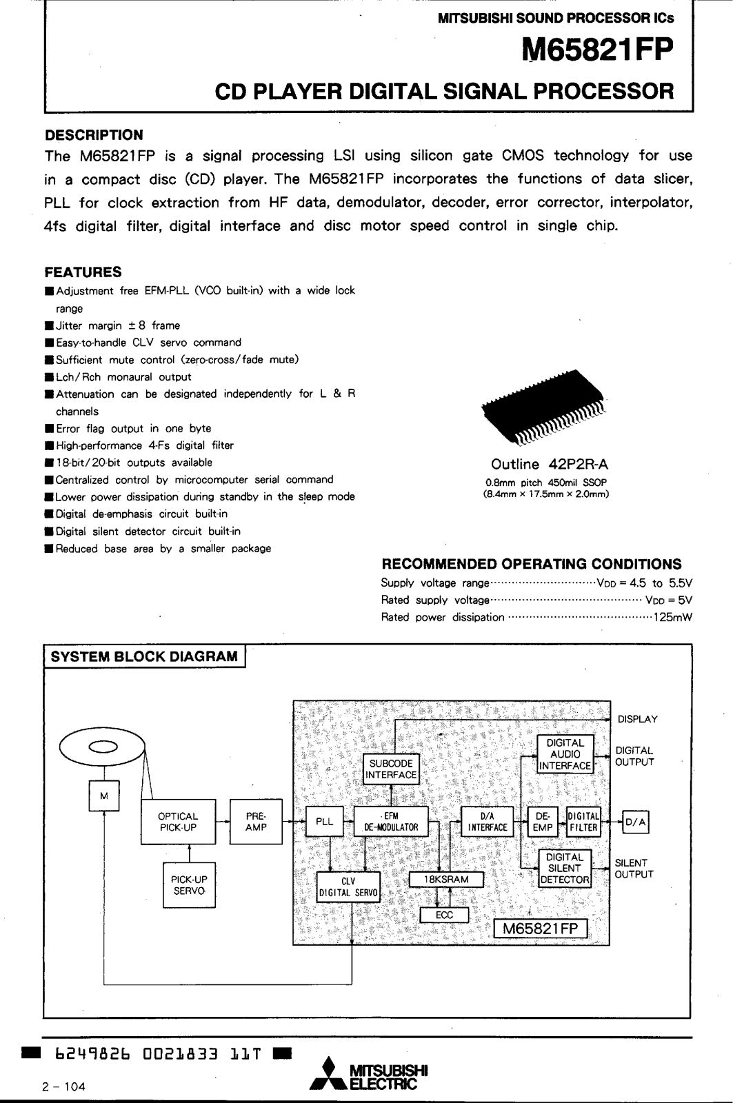 Mitsubishi M65821FP Datasheet