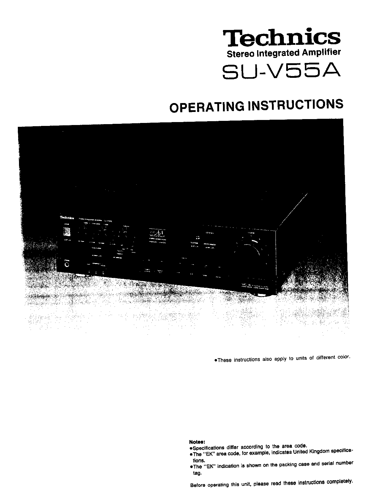Panasonic SU-V55 User Manual