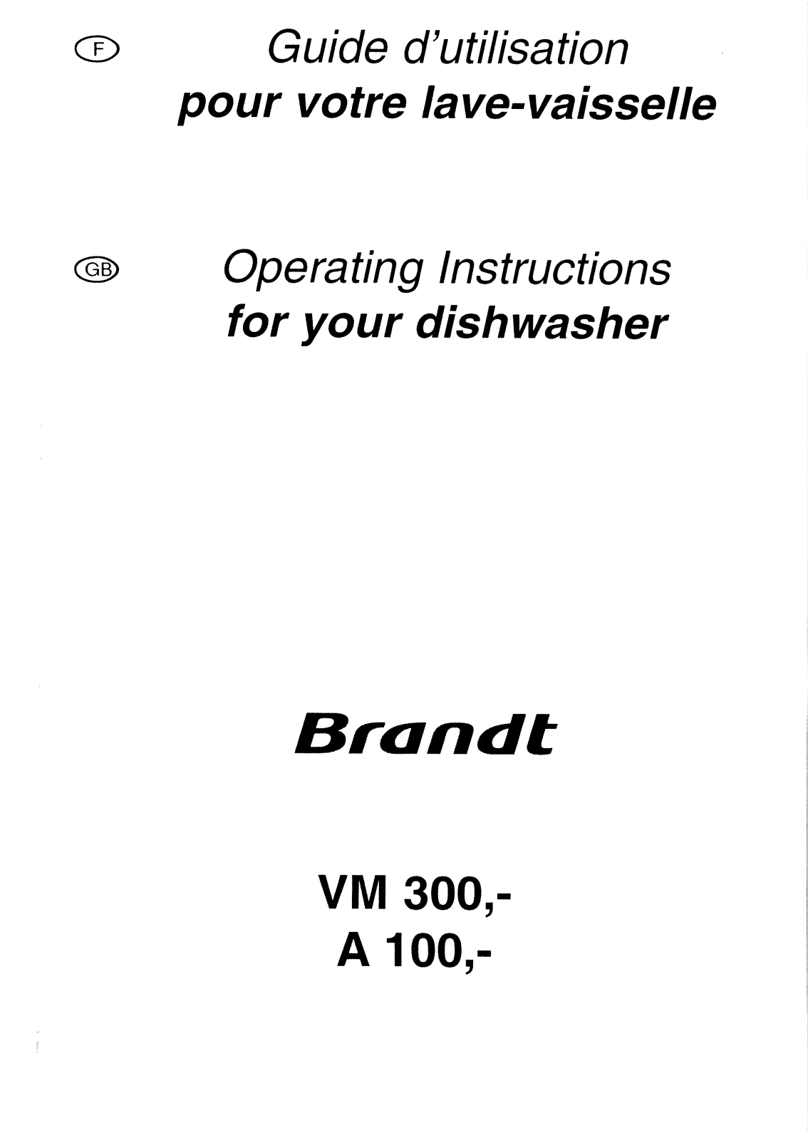 BRANDT VM 300 E1 User Manual