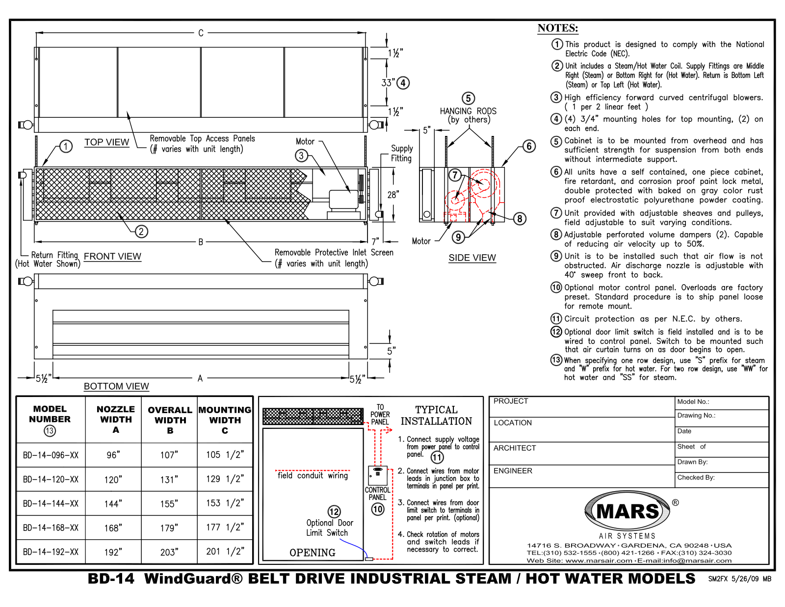 Mars Air BD-14-096-XX User Manual