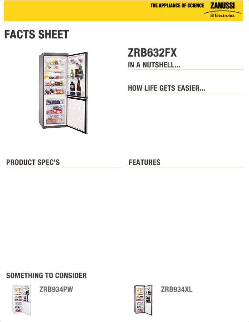 Zanussi ZRB632FX Datasheet