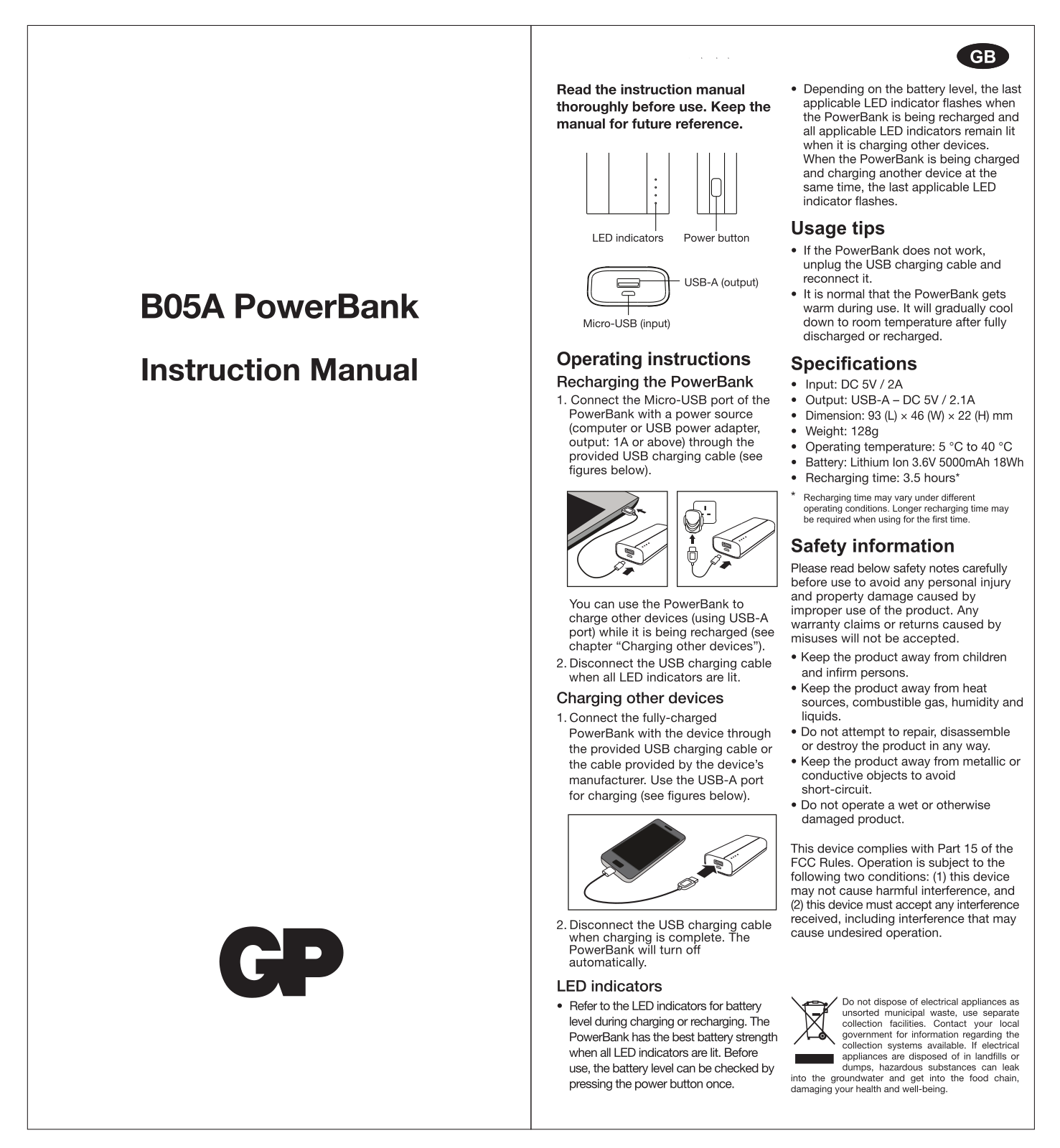 GP B05A User manual