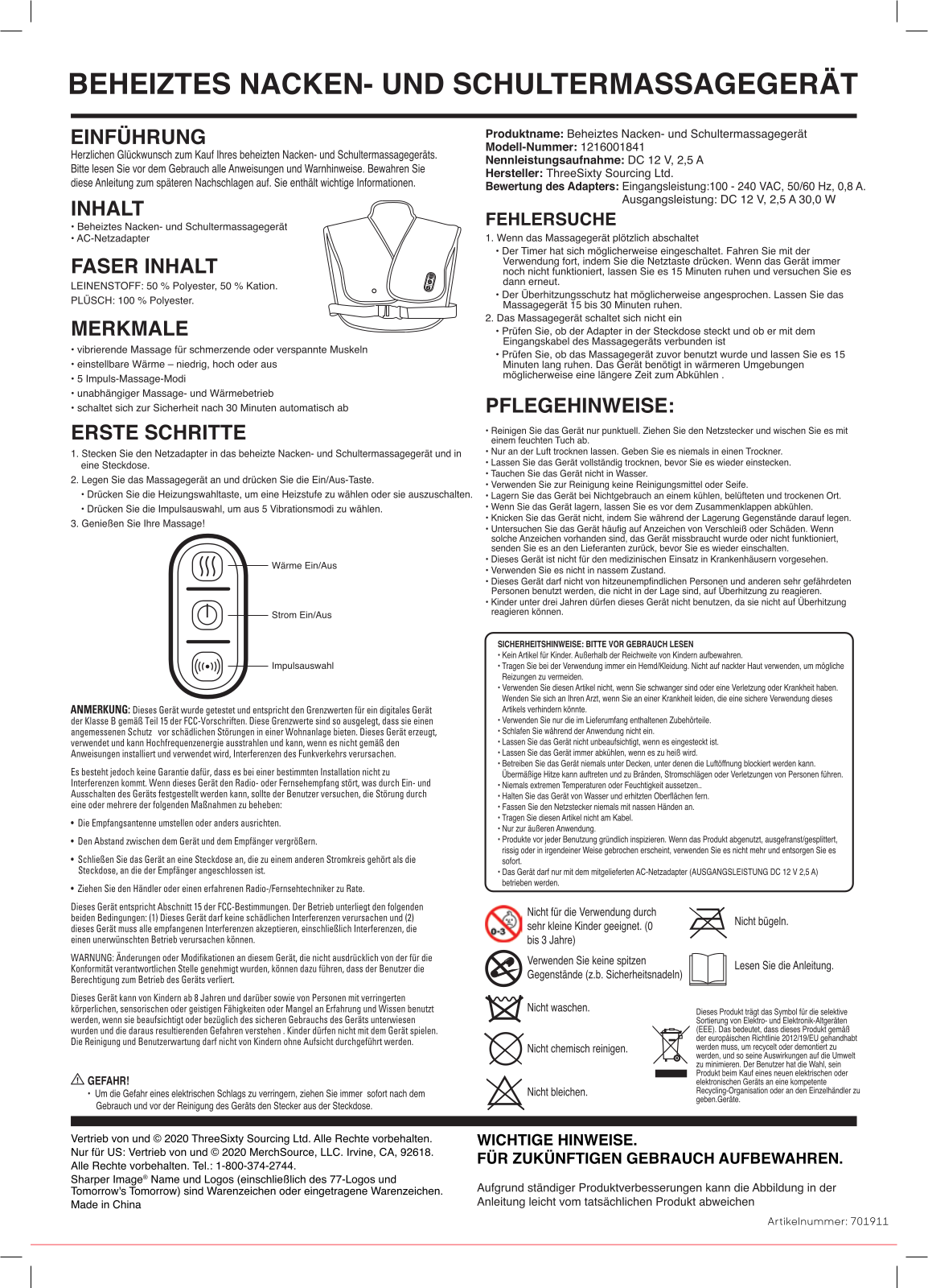 Sharper Image 701911 User Manual