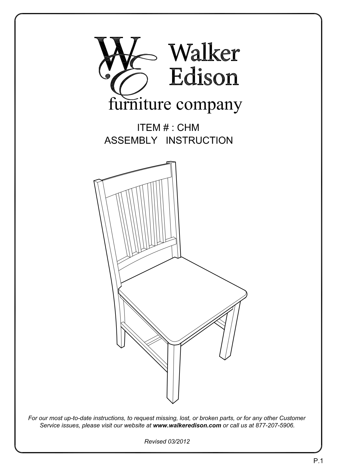 Walker Edison Furniture CHM chair User Manual