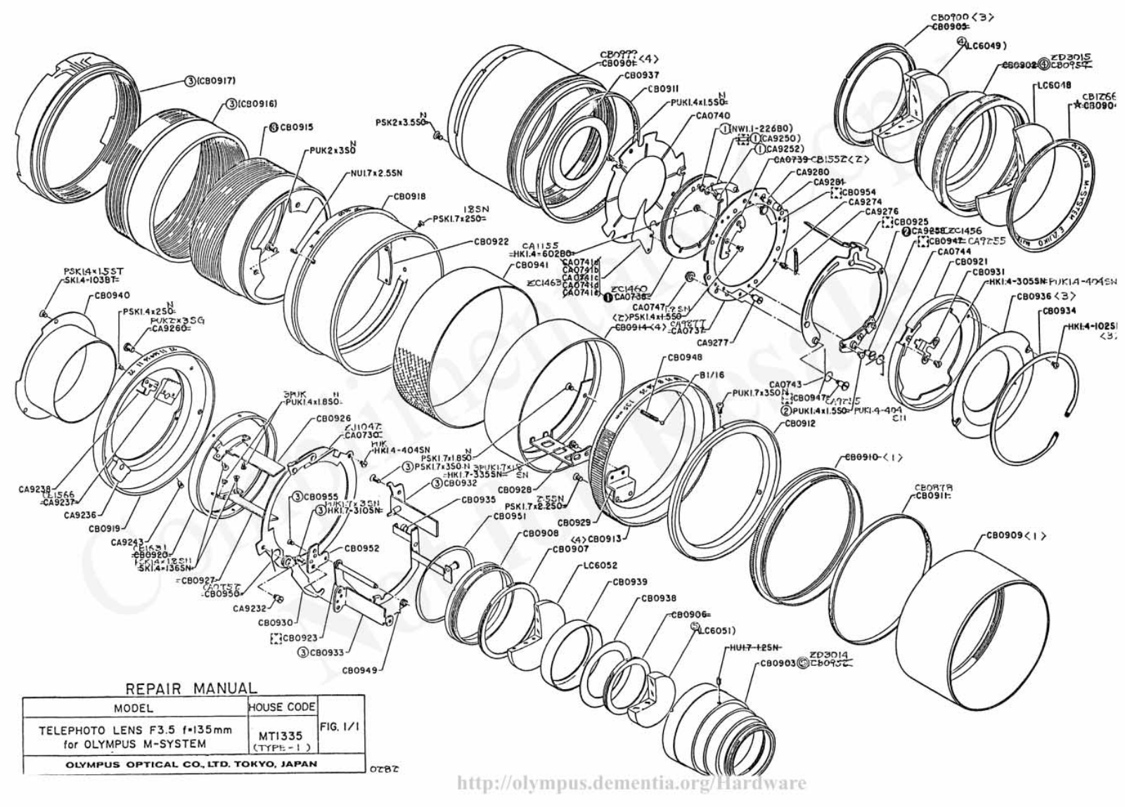 OLYMPUS 135mm f3.5 Service Manual