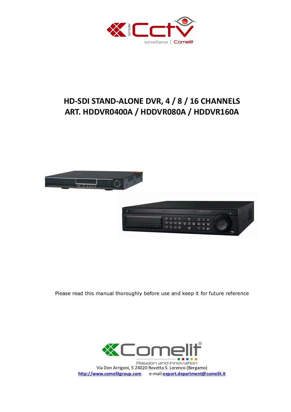 Comelit MT HDDVR160A User Manual