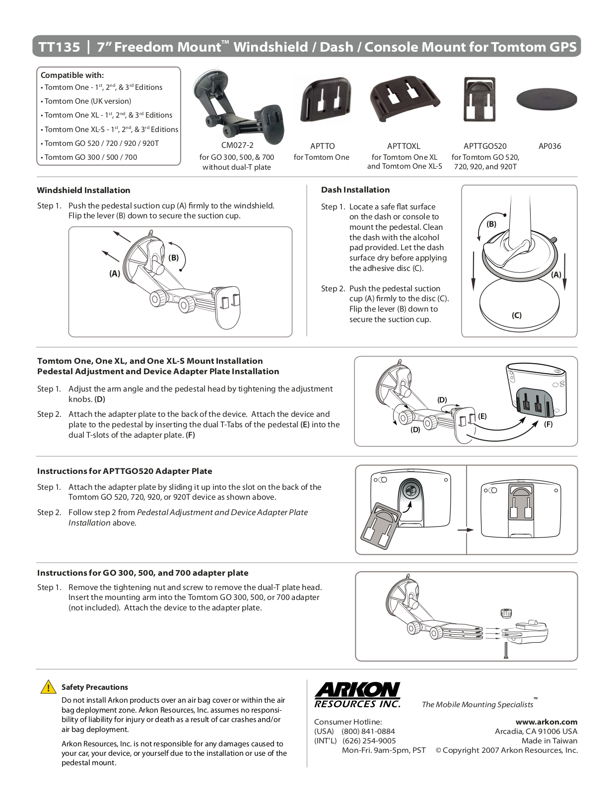 Arkon TT135 User Manual