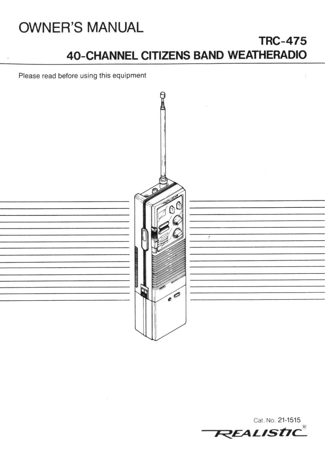 Realistic   RadioShack TRC-475 Owner Manual