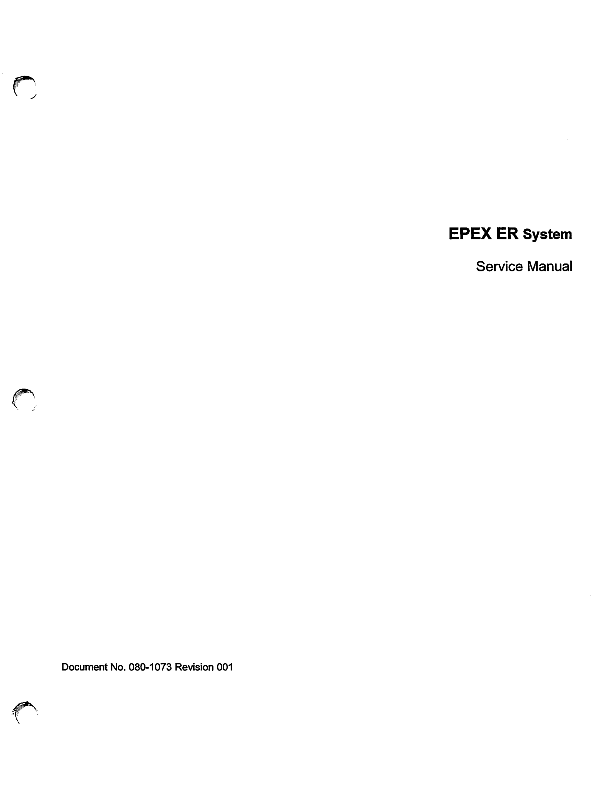 Epex ER X-Ray System Service manual