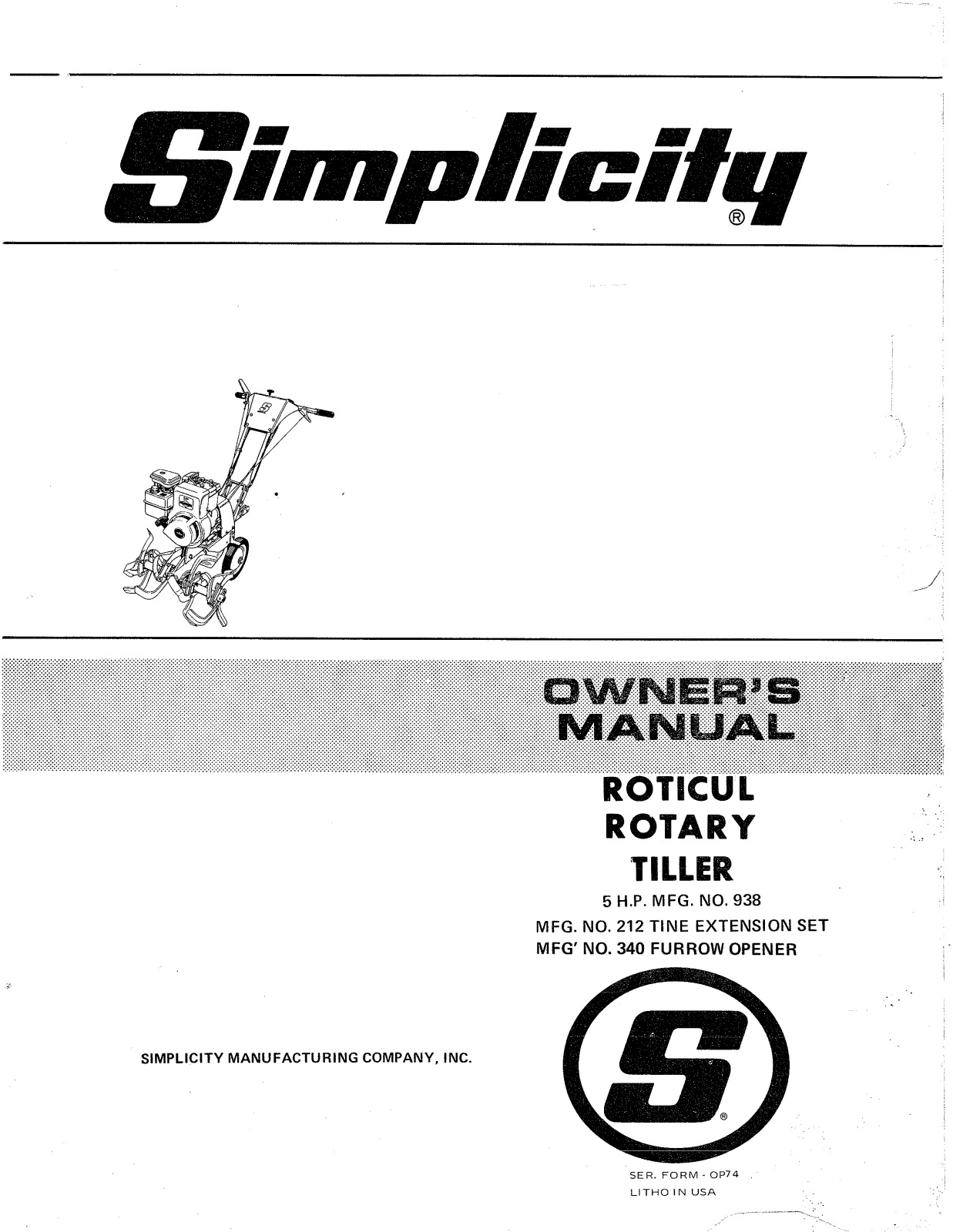 Simplicity 938 User Manual