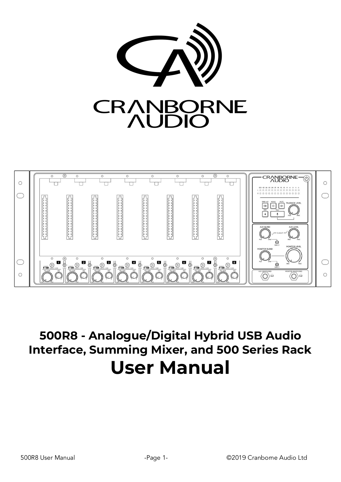 Cranborne Audio 500R8 User manual